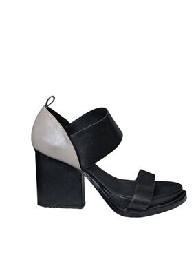 & Other Stories Black and Light Gray Block Heel Sandal